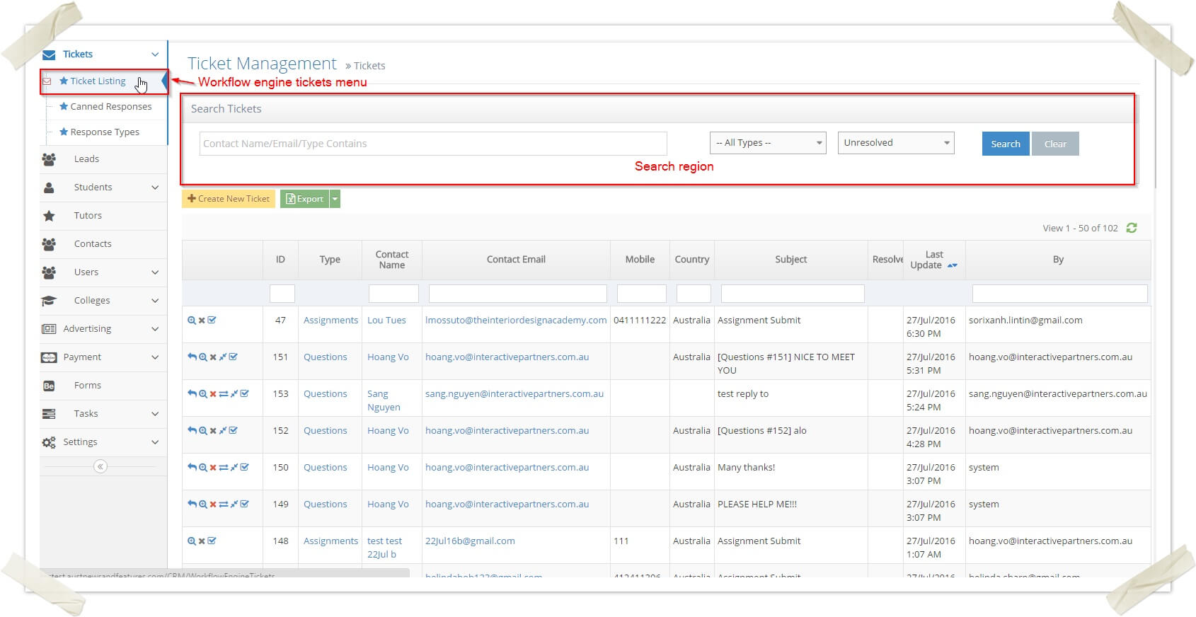 Managing Workflow Engine Ticket