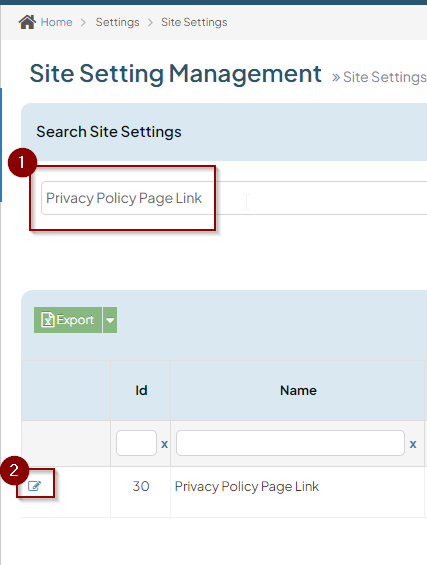 WebEd User Guide - Site-Settings